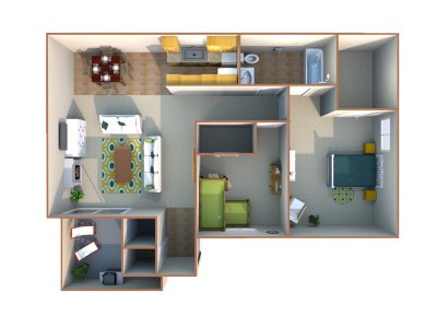 Cypress Point Apartements 2 Bedroom 1 Bath Plan B Fresno 0