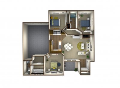 Jasmine Parke Luxury Apartments Plan B - 3 Bedroom 2 Bath Bakersfield 0