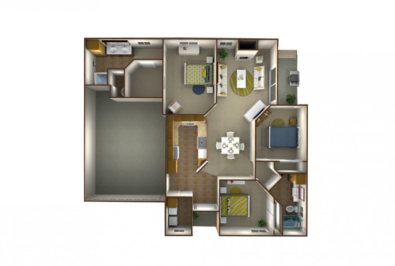 Jasmine Parke Luxury Apartments Plan C - 3 Bedroom 2 Bath Bakersfield 0